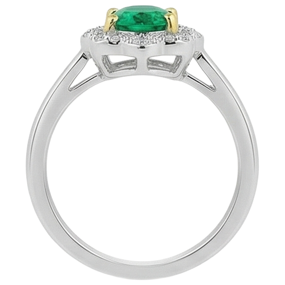 Earth-Mined Emerald Precious Stone Ring 2 ct Two-Tone 14K Gold – profile view