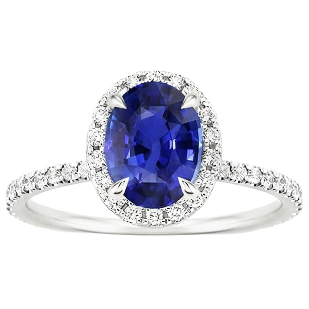 natural round sapphire 4ct ring top view
