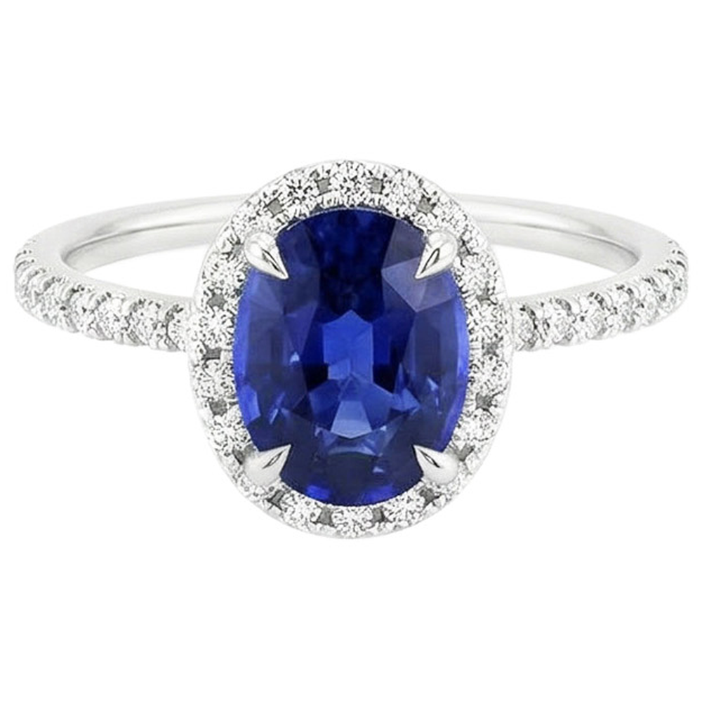 natural round sapphire 4ct ring profile view