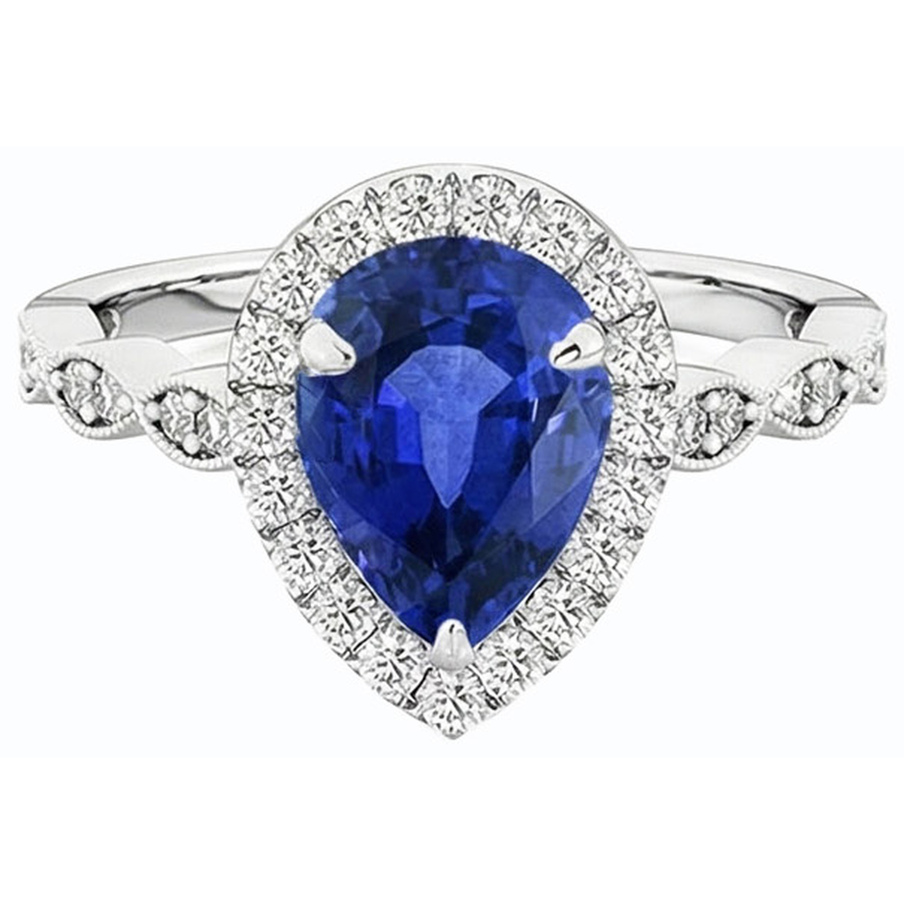 natural round sapphire 5ct ring top view