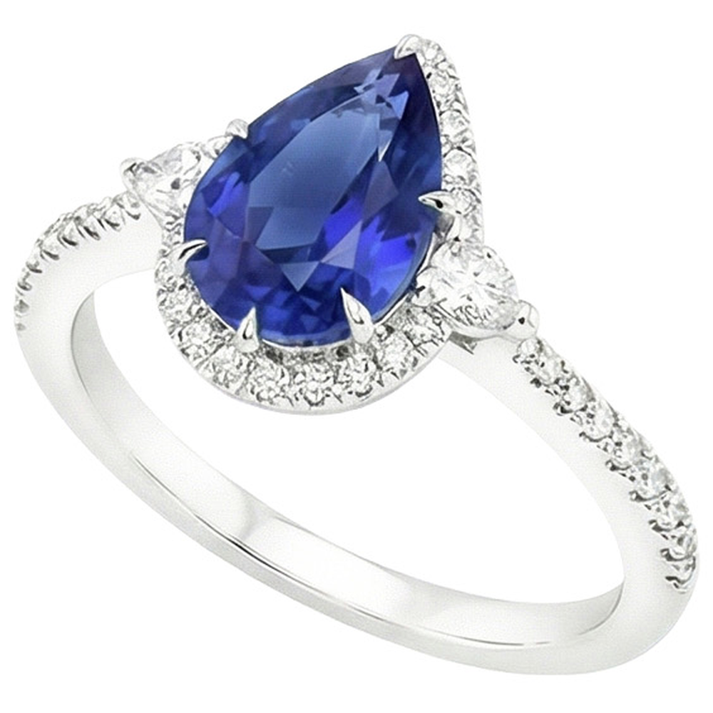 natural round sapphire 5.25ct ring close up detail