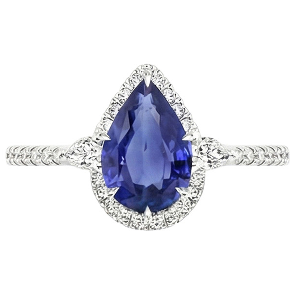 natural round sapphire 5.25ct ring profile view