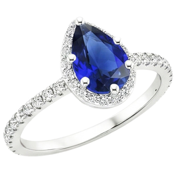 Natural Sapphire Ring 4.75ct - White Gold 14K