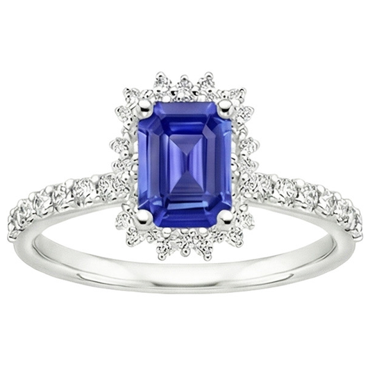 natural emerald sapphire 4.50ct ring top view