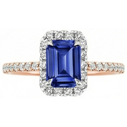 Natural Sapphire Ring 4.25ct - Two Tone 14K Gold