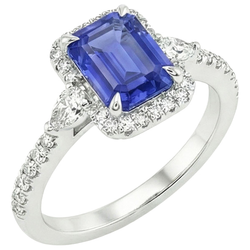 Natural Sapphire Ring 4.25ct - White Gold 14K