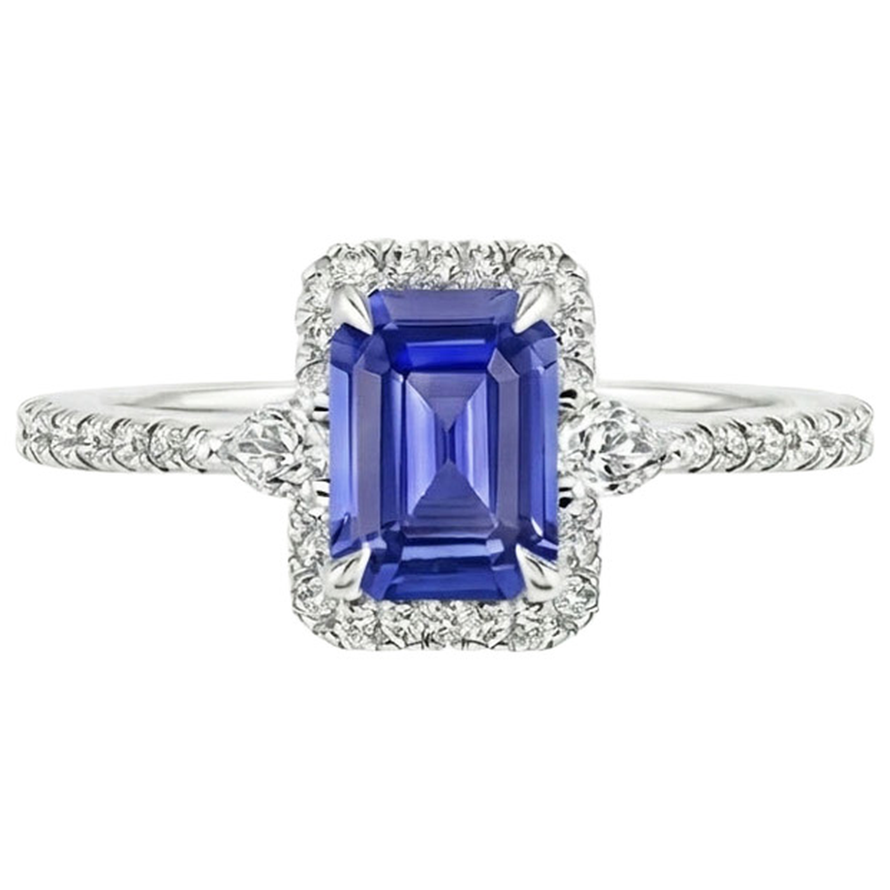 natural emerald sapphire 4.25ct ring profile view