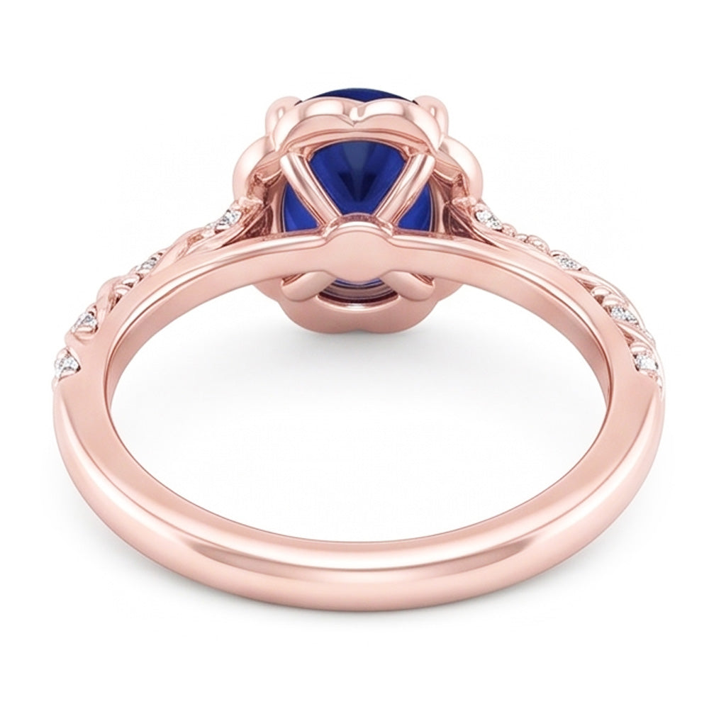 Halo Rose Gold Ring Twist Style Ceylon Sapphire & Natural Earth Mined Diamond ( Not Lab Grown )s 3.50 Carats