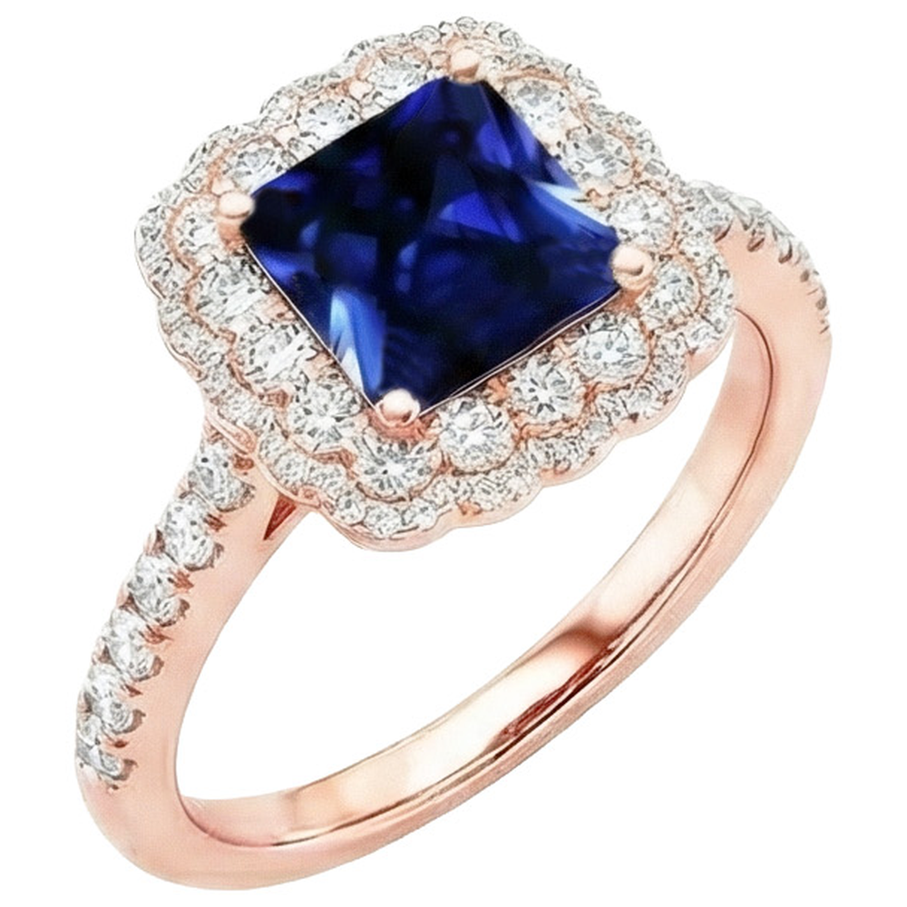 natural round sapphire 7ct ring close up detail