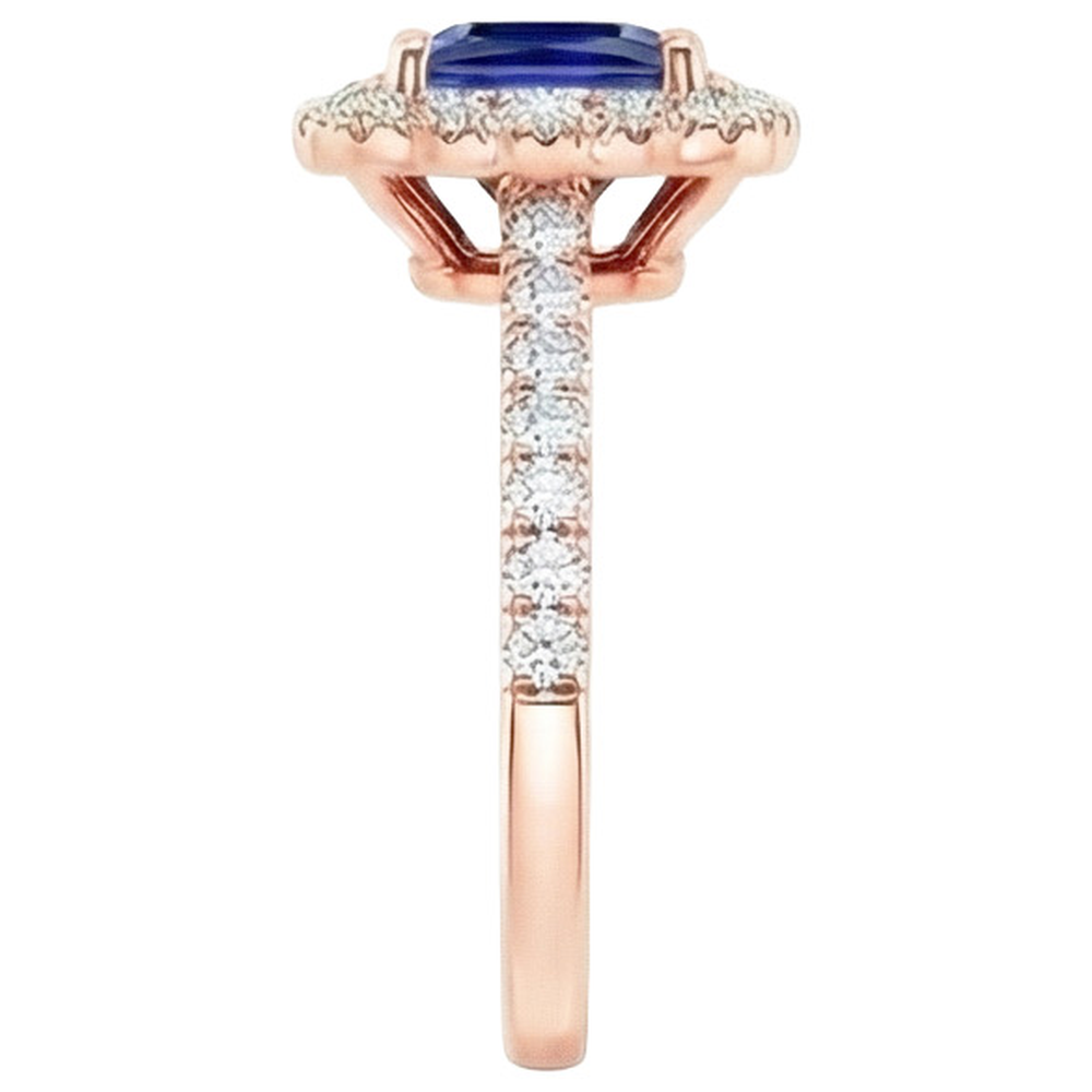 natural round sapphire 7ct ring on white background
