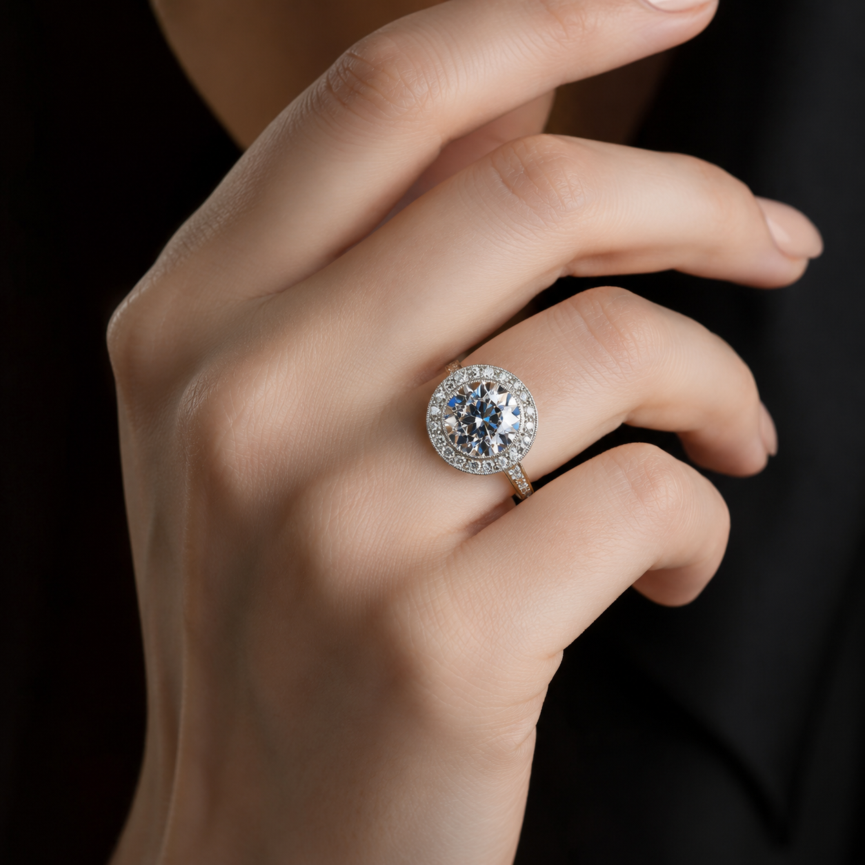 Halo Round Old Mine Cut Genuine Natural Earth Mined Diamond ( Not Lab Grown ) Ring Bezel Set 5.50 Carats Jewelry