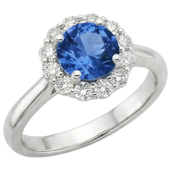 Natural Sapphire Ring 3.35ct - White Gold 14K