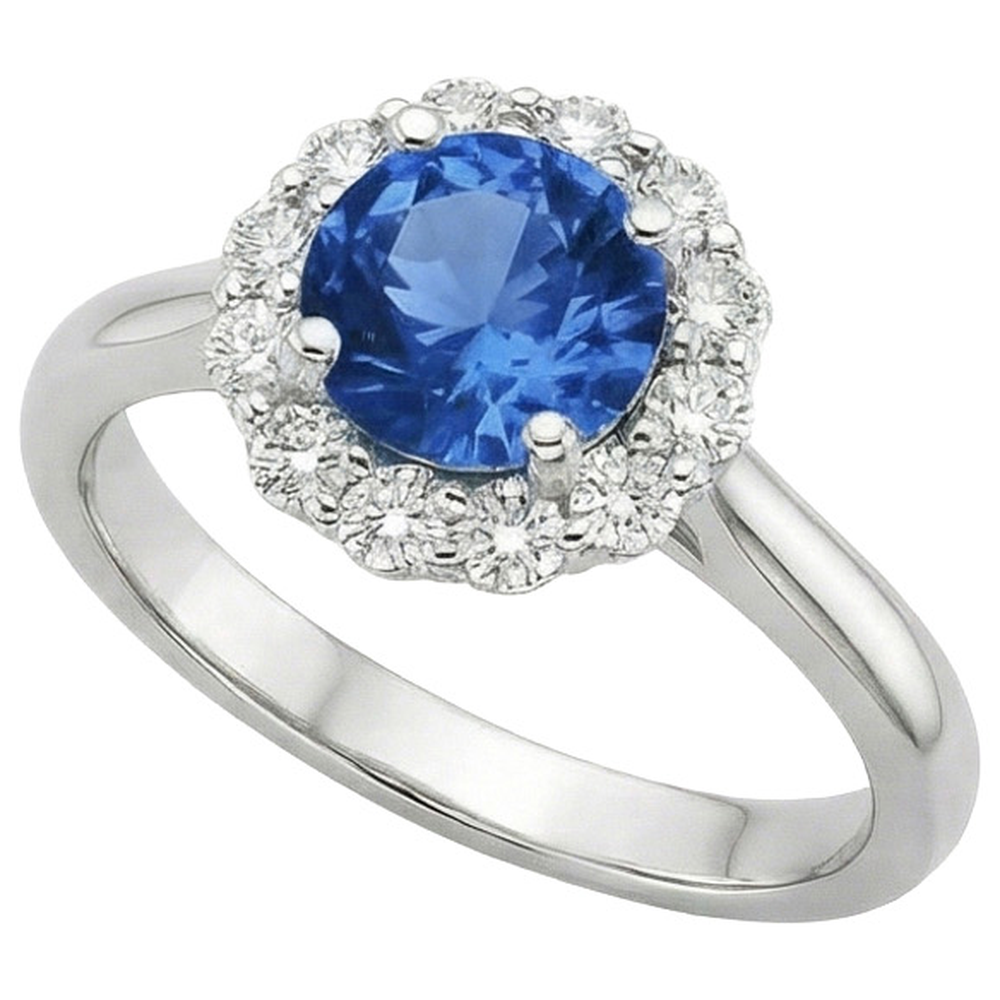 natural round sapphire 3.35ct ring close up detail