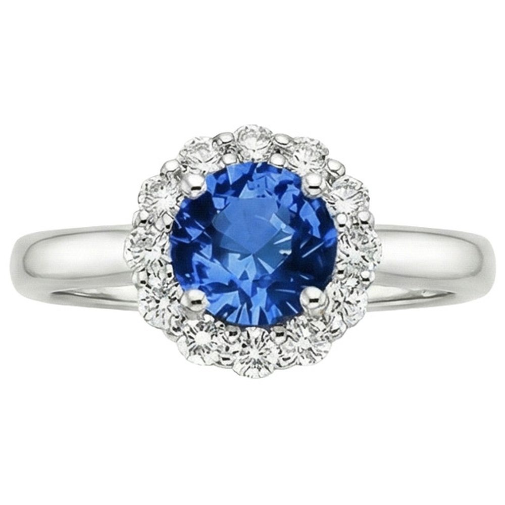 natural round sapphire 3.35ct ring side angle