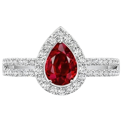 Halo Ruby And Natural Earth Mined Diamond ( Not Lab Grown )s 4 Carats Engagement Ring Gold 14K
