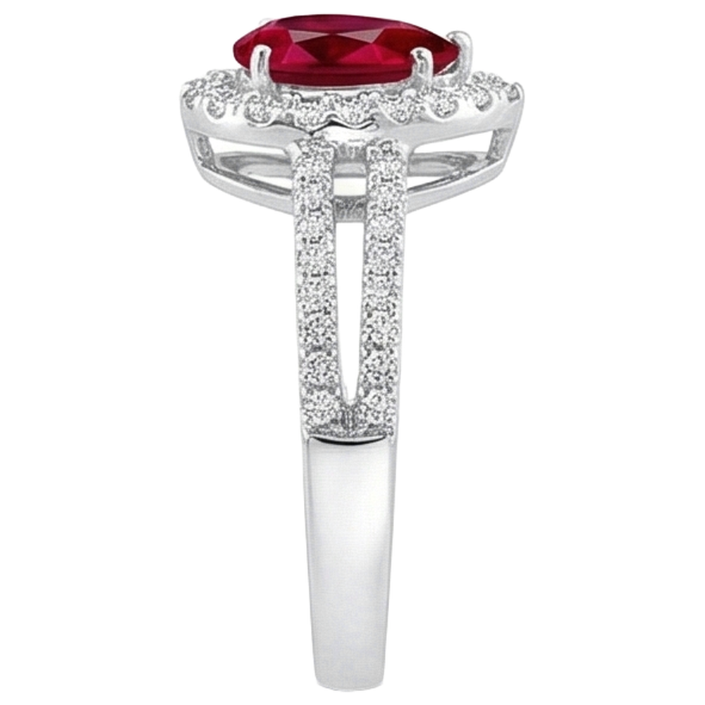 Halo Ruby And Natural Earth Mined Diamond ( Not Lab Grown )s 4 Carats Engagement Ring Gold 14K