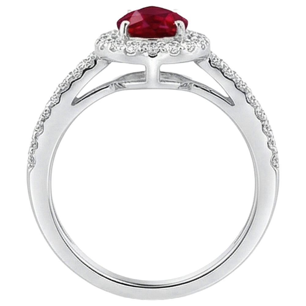 Halo Ruby And Natural Earth Mined Diamond ( Not Lab Grown )s 4 Carats Engagement Ring Gold 14K