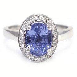 Halo Sapphire And Natural Earth Mined Diamond ( Not Lab Grown ) Ring