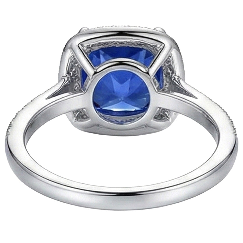 Halo Sapphire Natural Earth Mined Diamond ( Not Lab Grown ) Ring Cushion Cut
