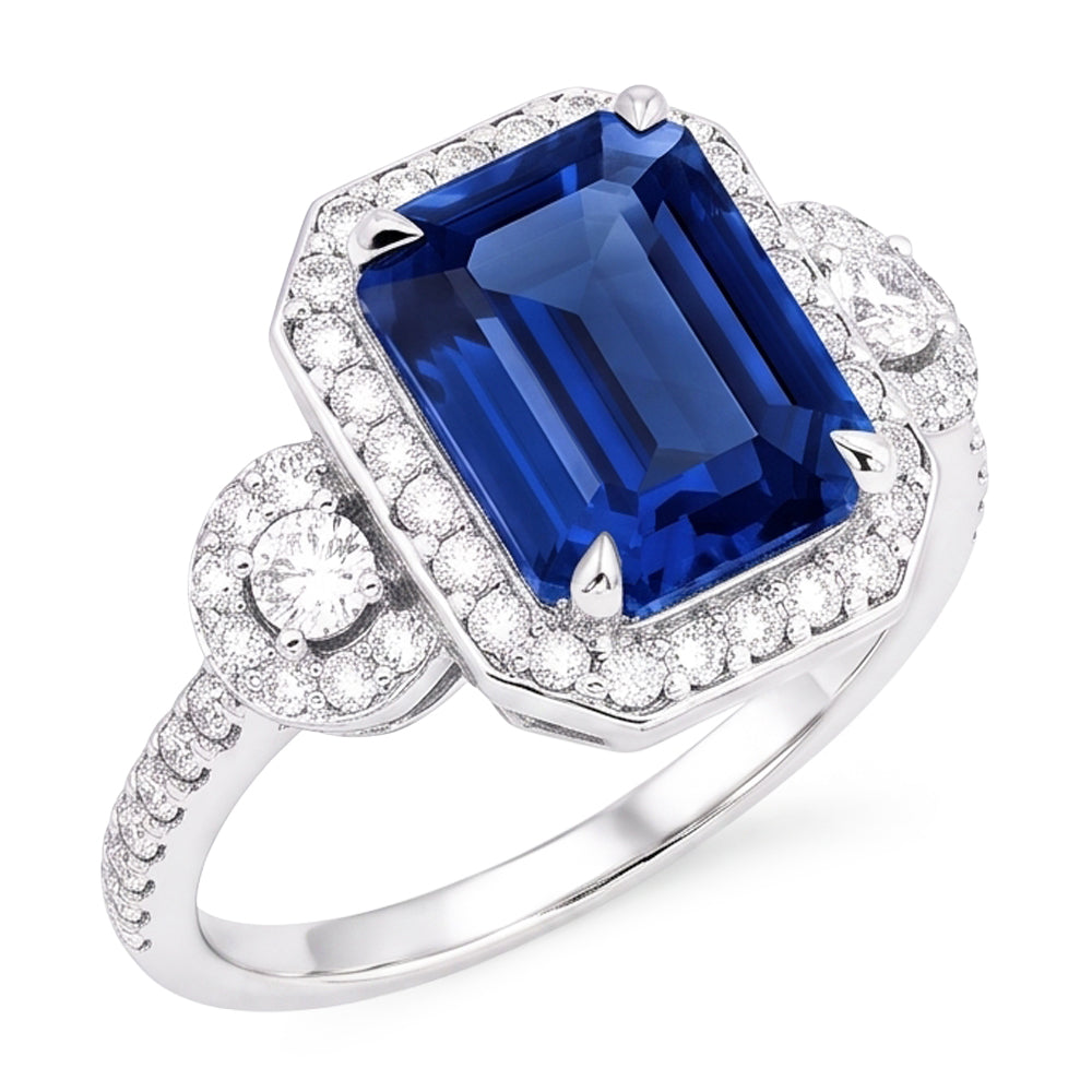 Halo Sri Lanka Blue Sapphire Ring