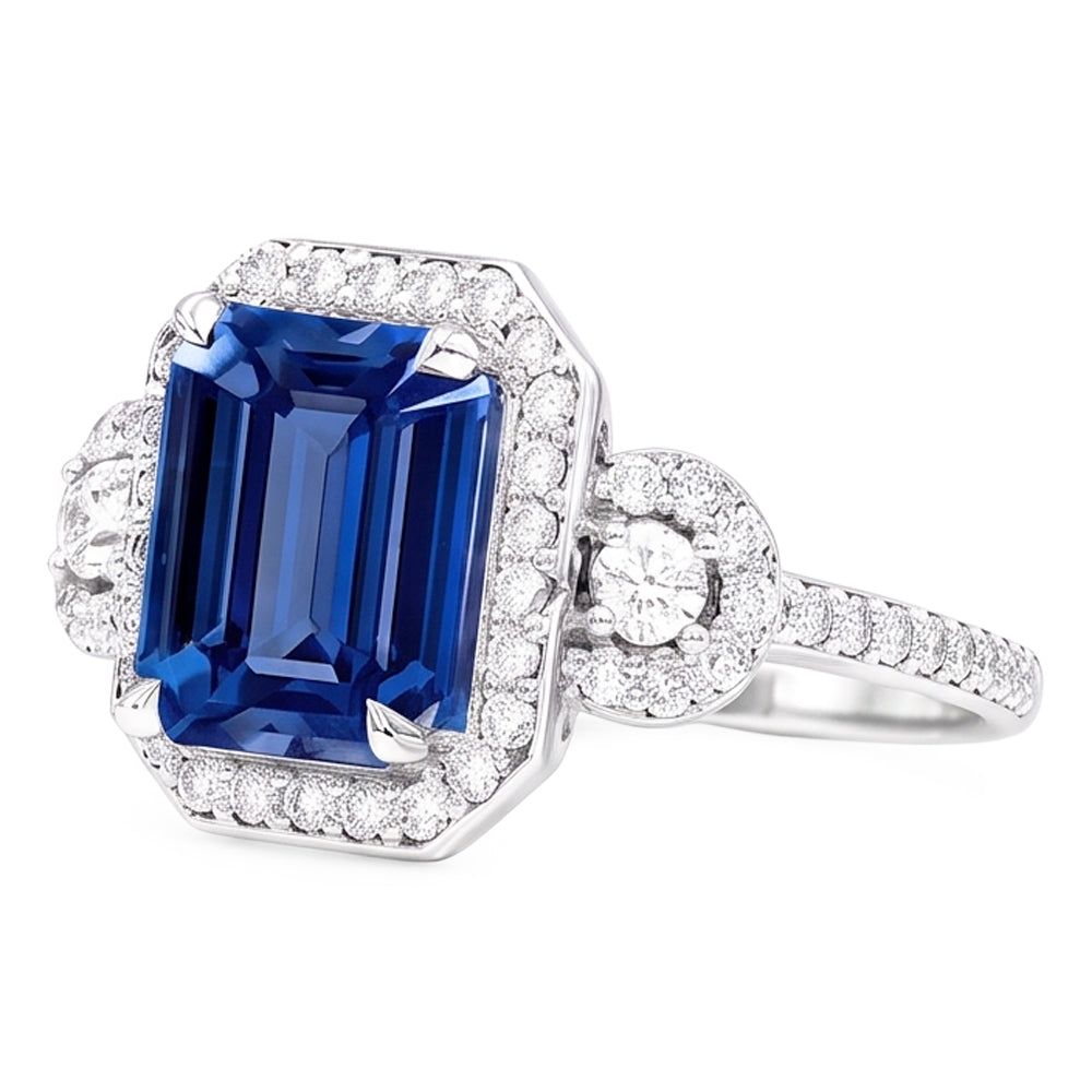 Halo Sri Lanka Blue Sapphire Ring