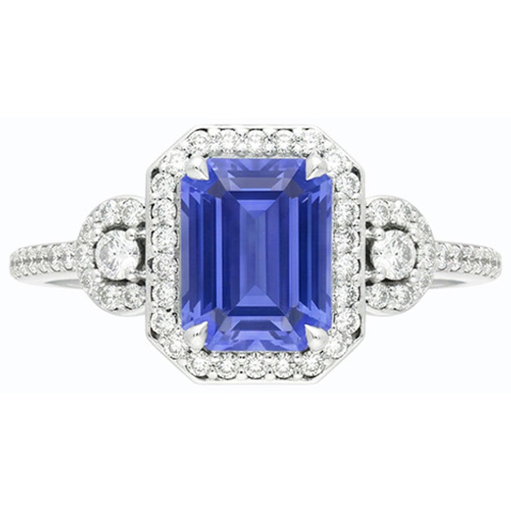 Halo Sri Lanka Blue Sapphire Ring