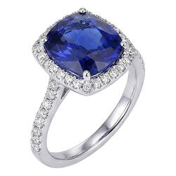 Natural Sapphire Ring 7.80ct - White Gold 14K
