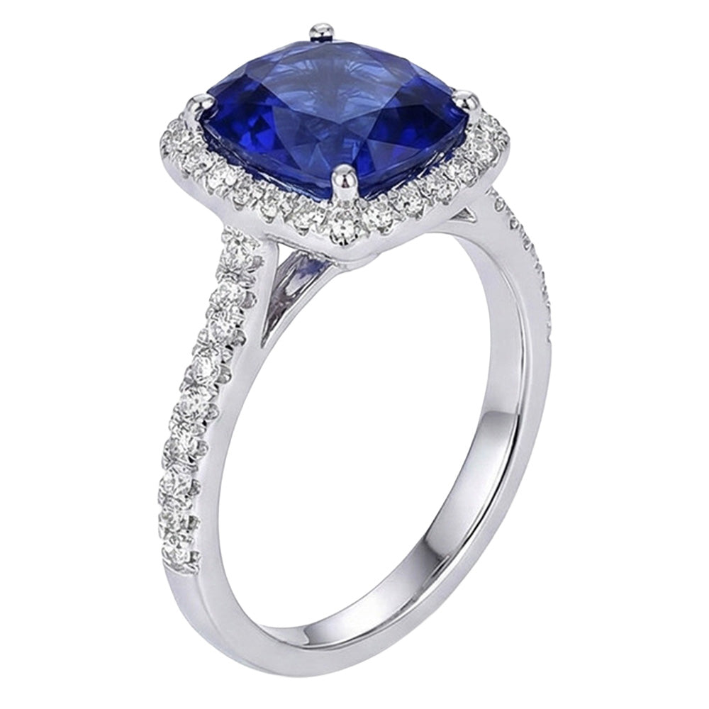 natural round sapphire 7.80ct ring top view