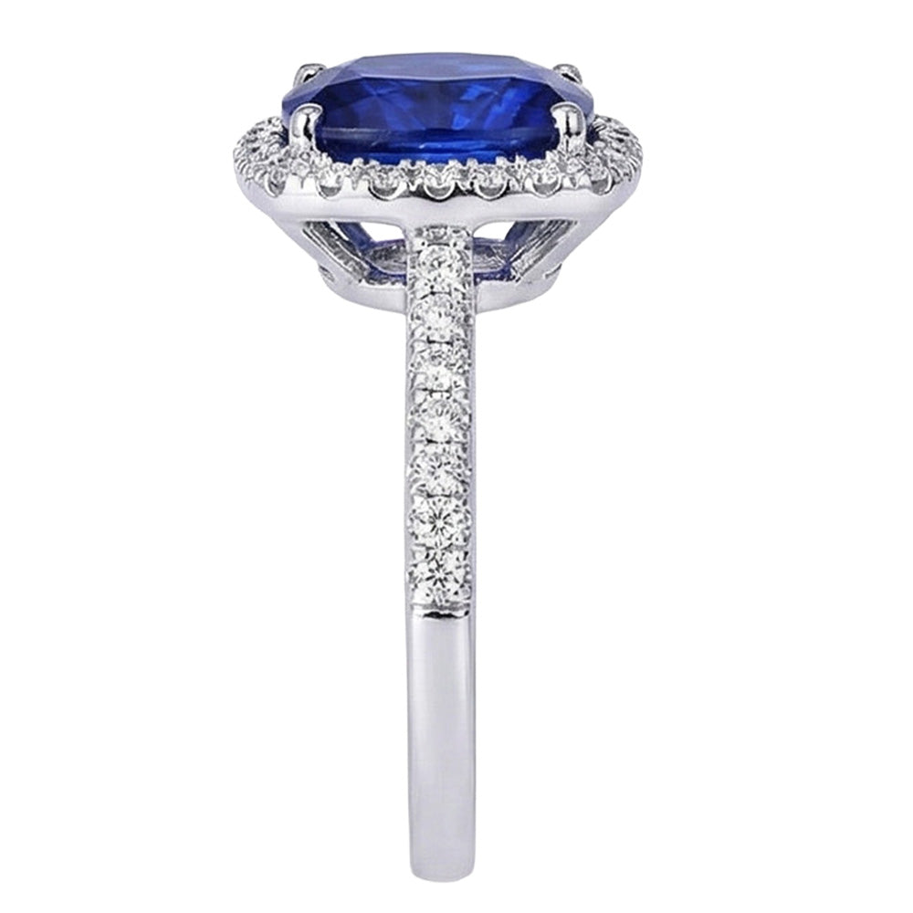 natural round sapphire 7.80ct ring profile view