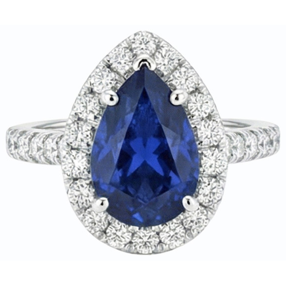 natural round sapphire 3.50ct ring side angle