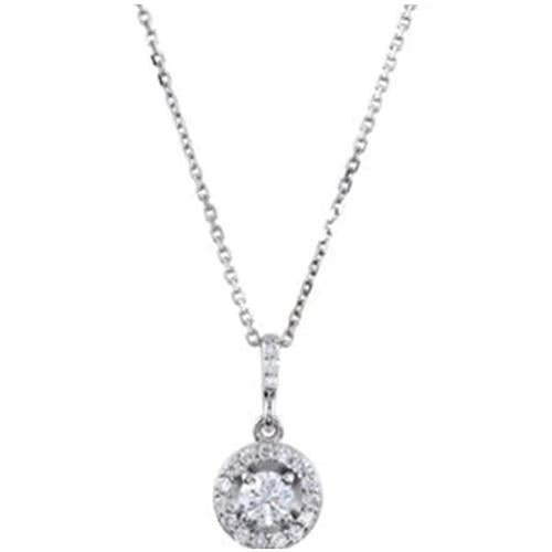 Halo-Styled Genuine Diamond Pendant Or Necklace 1.16 Carats 14K White Gold