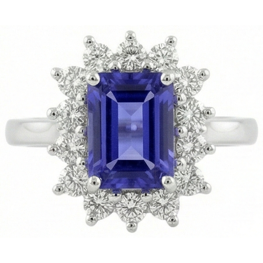 natural round tanzanite 6.35ct ring side angle