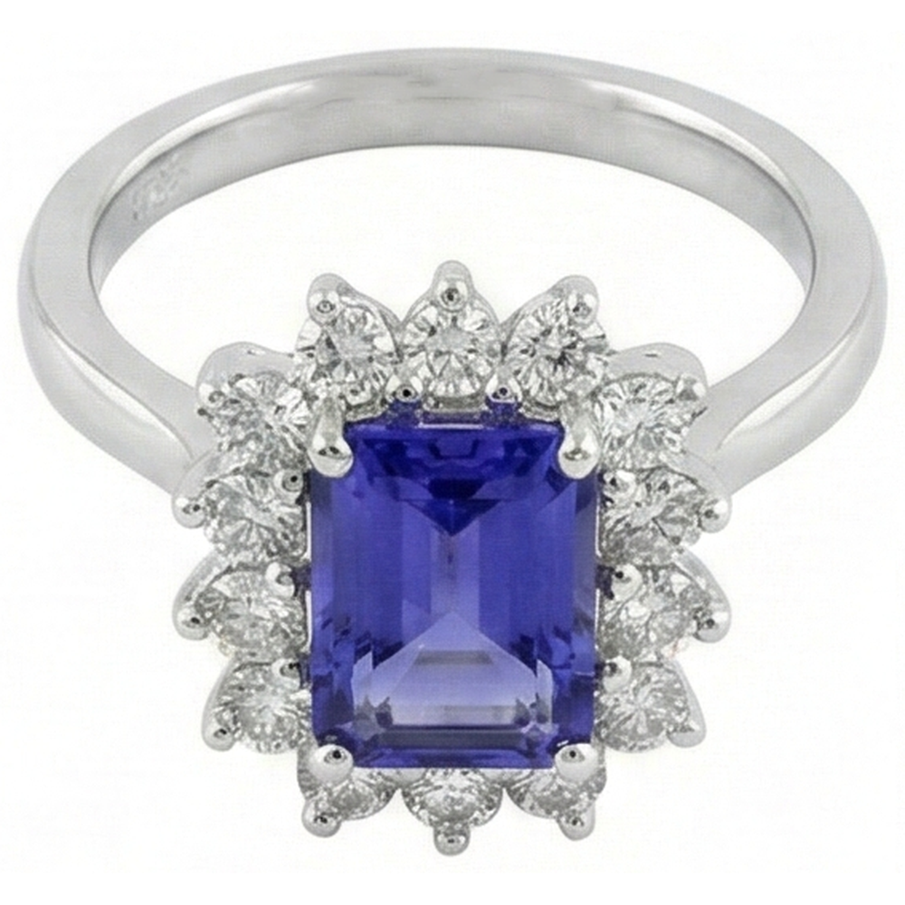natural round tanzanite 6.35ct ring top view