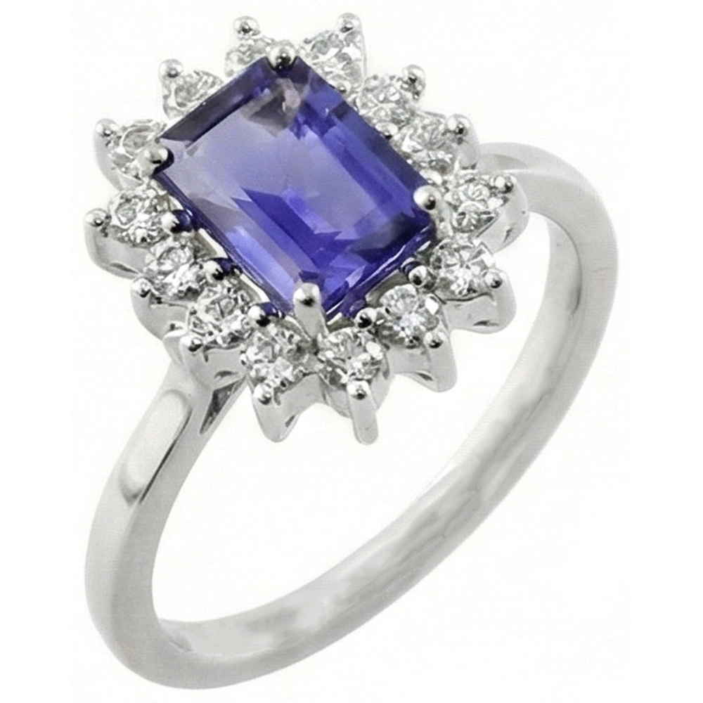 natural round tanzanite 6.35ct ring profile view