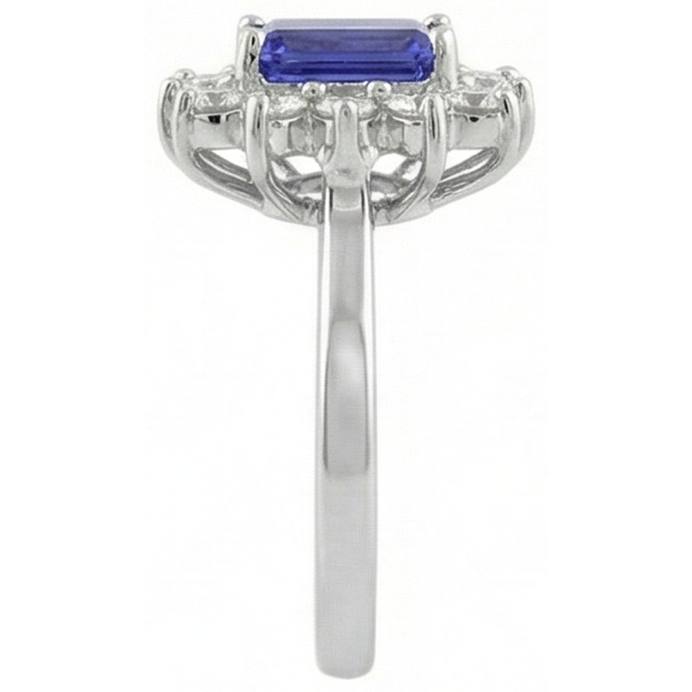 natural round tanzanite 6.35ct ring with diamond accents