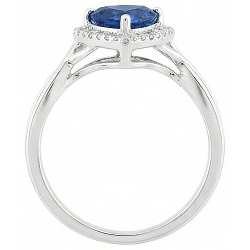 Halo Trillion Sapphire Ring Split Shank Natural Earth Mined Diamond ( Not Lab Grown )s 2.50 Carats Gold 14K