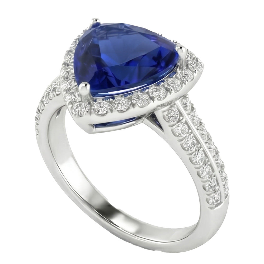 natural round sapphire 3ct ring side angle