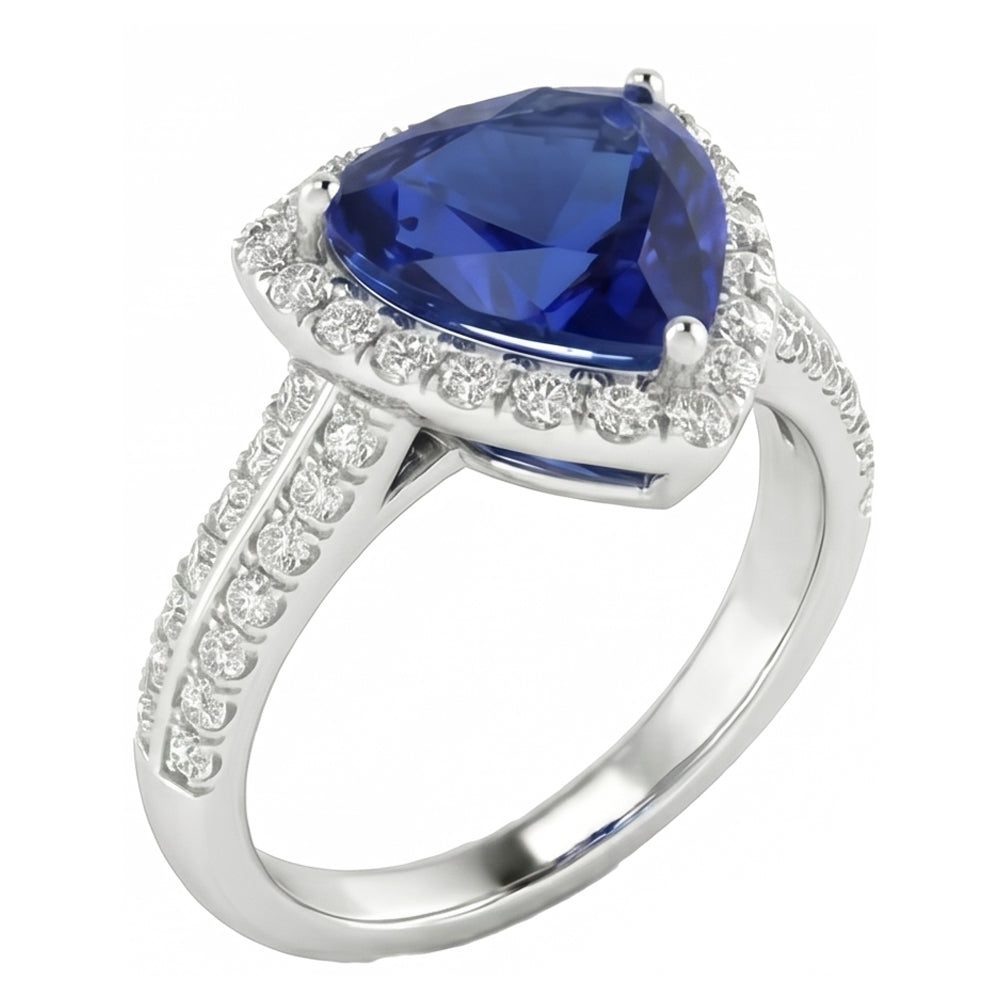 natural round sapphire 3ct ring front view