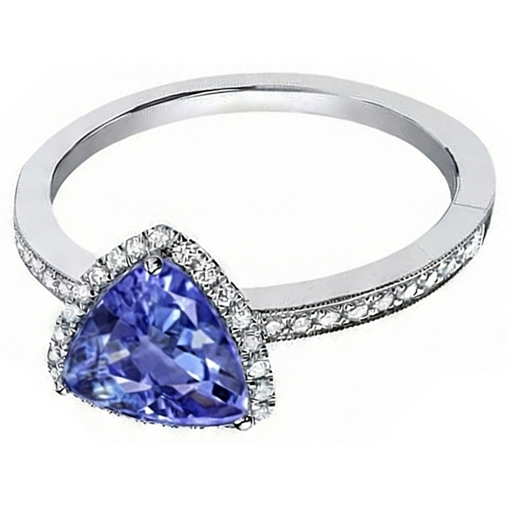 Halo Trillion Tanzanite AAA And Round Natural Earth Mined Diamond ( Not Lab Grown ) s Ring 4 Carats