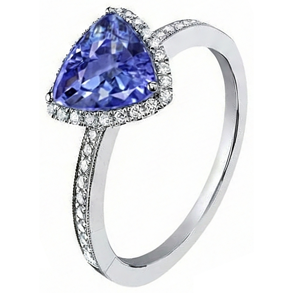 Halo Trillion Tanzanite AAA And Round Natural Earth Mined Diamond ( Not Lab Grown ) s Ring 4 Carats