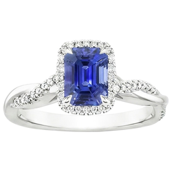 Halo Twist Ring Style Emerald Ceylon Sapphire & Natural Earth Mined Diamond ( Not Lab Grown )s 4.25 Carats
