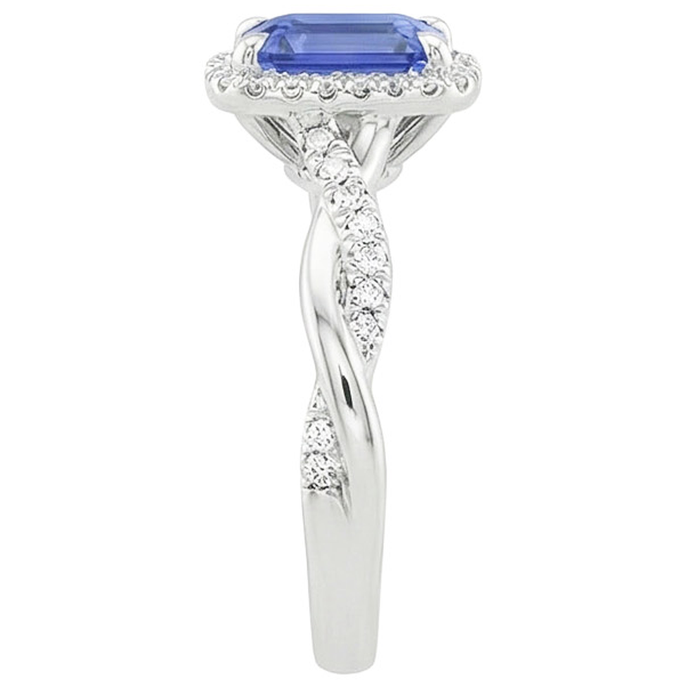 Halo Twist Ring Style Emerald Ceylon Sapphire & Natural Earth Mined Diamond ( Not Lab Grown )s 4.25 Carats