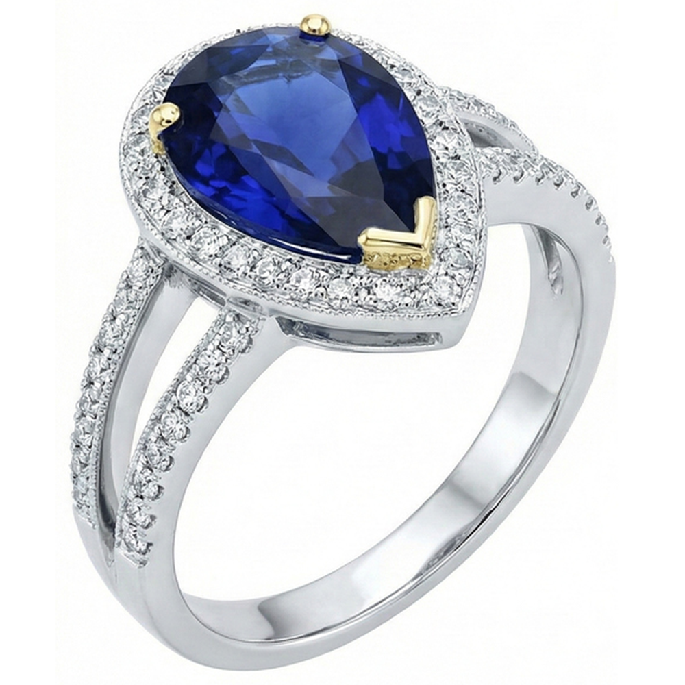 natural round sapphire 4.50ct ring side angle