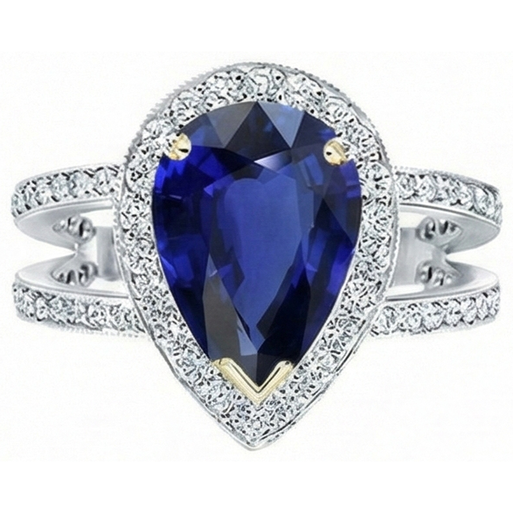 natural round sapphire 4.50ct ring close up detail