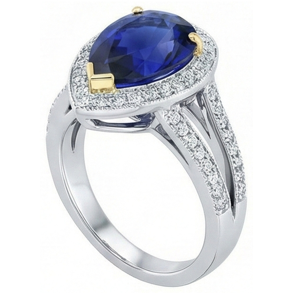 natural round sapphire 4.50ct ring top view