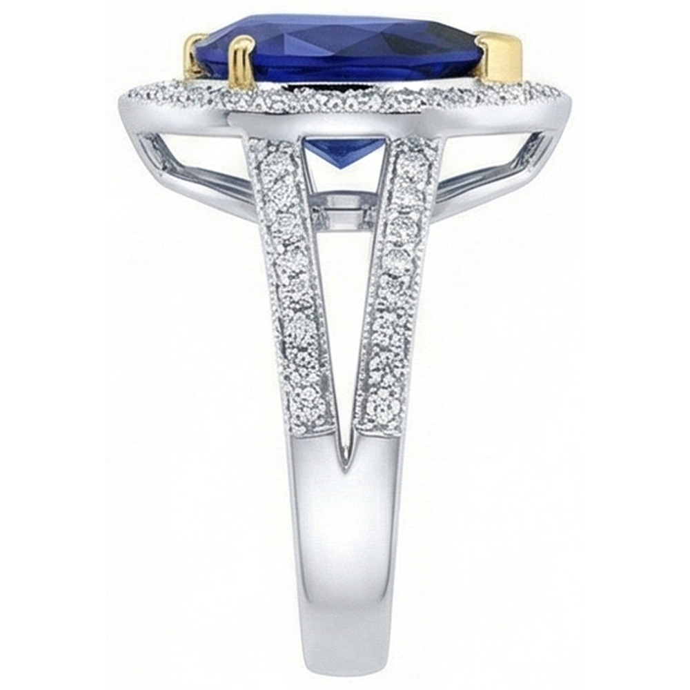 natural round sapphire 4.50ct ring profile view