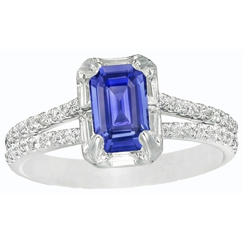natural emerald sapphire 3ct ring profile view