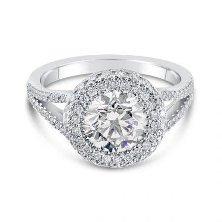 Halo 3 Carats Natural Diamonds Ring White Gold