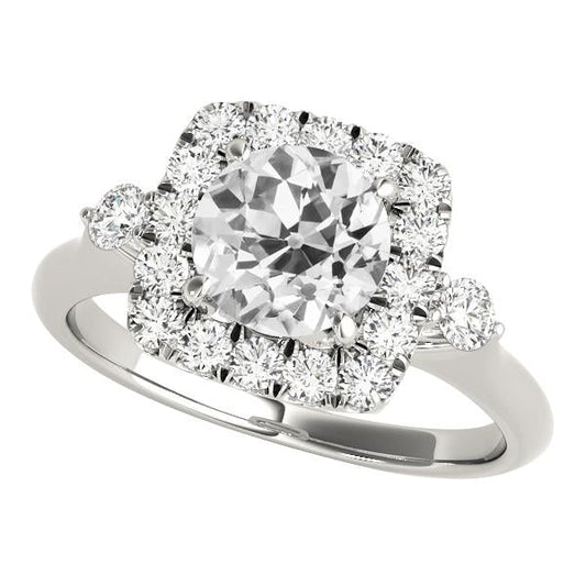 Halo 3 Stone Style Ring Old Cut Round Genuine Diamonds 5.50 Carats