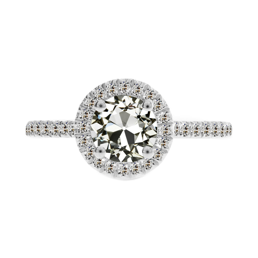 Real Fine Diamond Halo Engagement Ring 2 ct 14K White Gold – main view